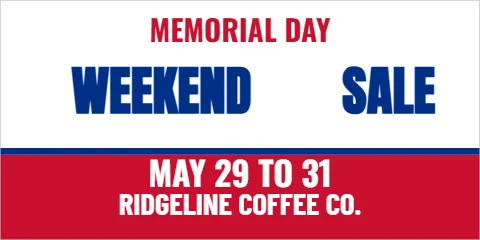 Banner template, memorial Day weekend sale, reading "WEEKEND", "SALE" and "MAY 29 TO 31", in red and white