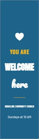 Bookmark template, you are welcome here, reading "YOU ARE", "WELCOME" and "here", in steel blue