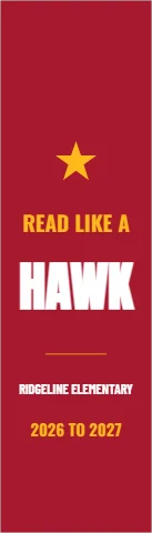 Bookmark template, read like a Hawk, reading "READ LIKE A", "HAWK" and "2026 TO 2027", in maroon