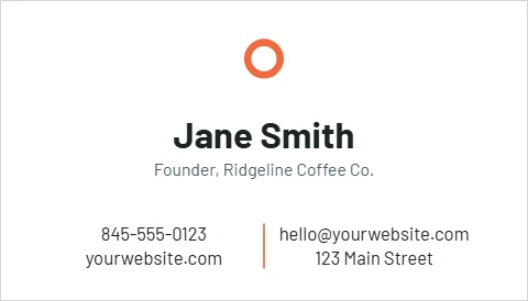 Business card template, modern minimal, reading "Jane Smith", "845-555-0123" and "yourwebsite.com", in white