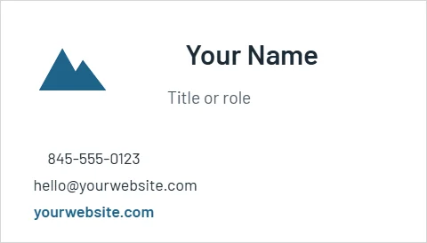 Business card template, classic, reading "Your Name", "Title or role" and "845-555-0123", in white