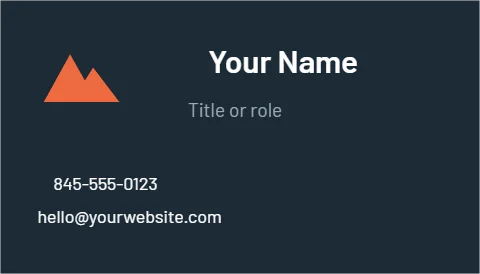 Business card template, bold dark, reading "Your Name", "Title or role" and "845-555-0123", in navy