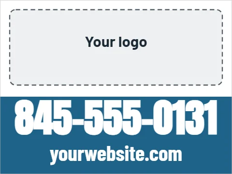Car magnet template, logo, phone and website, reading "845-555-0131" and "yourwebsite.com", in steel blue and white, with a space for your logo