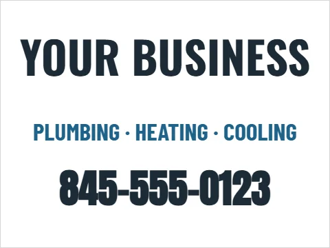 Car magnet template, business, reading "YOUR BUSINESS", "PLUMBING · HEATING · COOLING" and "845-555-0123", in white