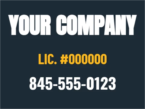 Car magnet template, contractor, reading "YOUR COMPANY", "LIC. #000000" and "845-555-0123", in navy