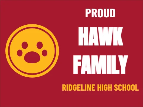 Car magnet template, proud Hawk family, car magnet, reading "PROUD", "HAWK" and "FAMILY", in gold and maroon