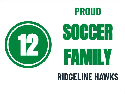 Car magnet template, proud sports family, car magnet, reading "SOCCER", "12" and "FAMILY", in green and white