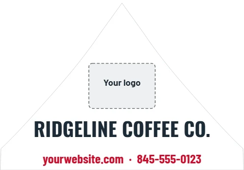 Event tent template, logo and business name, reading "RIDGELINE COFFEE CO." and "yourwebsite.com · 845-555-0123", in white, with a space for your logo