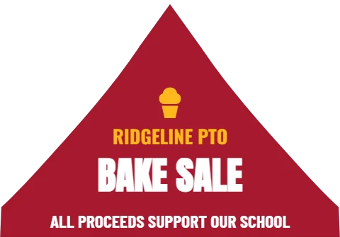 Event tent template, school PTO, reading "RIDGELINE PTO", "BAKE SALE" and "ALL PROCEEDS SUPPORT OUR SCHOOL", in maroon