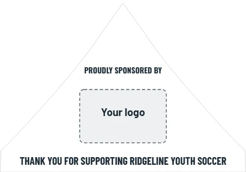 Event tent template, proudly sponsored by, reading "PROUDLY SPONSORED BY" and "THANK YOU FOR SUPPORTING…", in white, with a space for your logo