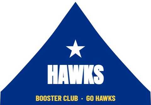 Event tent template, team or school, reading "HAWKS" and "BOOSTER CLUB · GO HAWKS", in blue