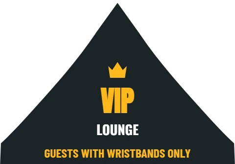 Event tent template, VIP lounge, reading "VIP", "LOUNGE" and "GUESTS WITH WRISTBANDS ONLY", in charcoal