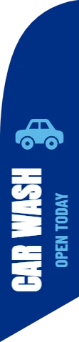 Flag template, car wash, reading "CAR WASH" and "OPEN TODAY", in blue