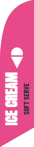 Flag template, ice cream, reading "ICE CREAM" and "SOFT SERVE", in pink