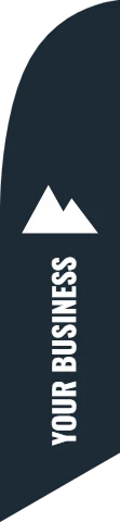 Flag template, logo and name, reading "YOUR BUSINESS", in navy