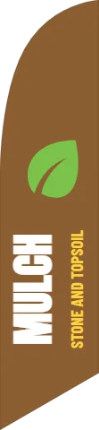 Flag template, mulch and stone, reading "MULCH" and "STONE AND TOPSOIL", in brown