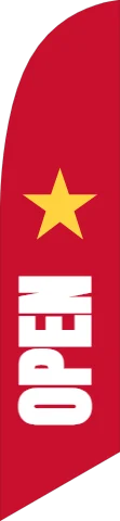 Flag template, open, reading "OPEN", in red