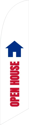 Flag template, open house, reading "OPEN HOUSE", in white
