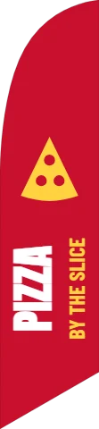 Flag template, pizza, reading "PIZZA" and "BY THE SLICE", in red