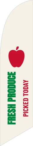 Flag template, fresh produce, reading "FRESH PRODUCE" and "PICKED TODAY", in cream