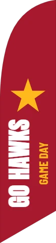 Flag template, go team, reading "GO HAWKS" and "GAME DAY", in maroon