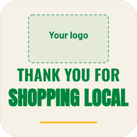 Floor graphic template, logo, shop local, reading "THANK YOU FOR" and "SHOPPING LOCAL", in cream, with a space for your logo