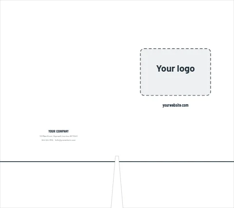Presentation folder template, minimal, logo only, reading "yourwebsite.com", "YOUR COMPANY" and "123 Main Street, Hopewell…", in white, with a space for your logo