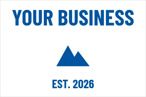 Roll label template, round seal, reading "YOUR BUSINESS" and "EST. 2026", in white