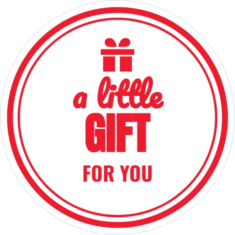 Roll label template, a little gift for you, reading "a little", "GIFT" and "FOR YOU", in red and white
