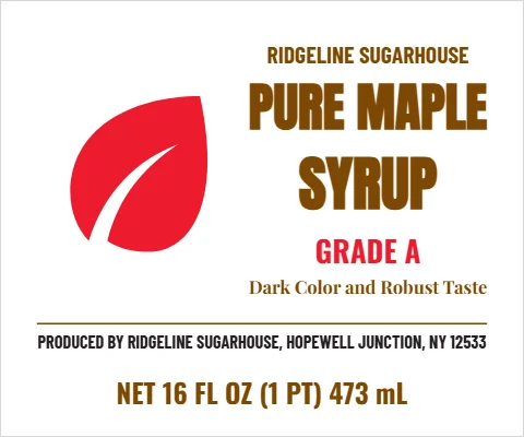 Roll label template, maple syrup, mason jar, reading "PURE MAPLE", "SYRUP" and "GRADE A", in white
