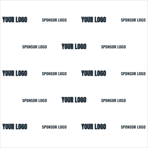 Step and repeat backdrop template, two logos, alternating, reading "YOUR LOGO", "YOUR LOGO" and "YOUR LOGO", in white