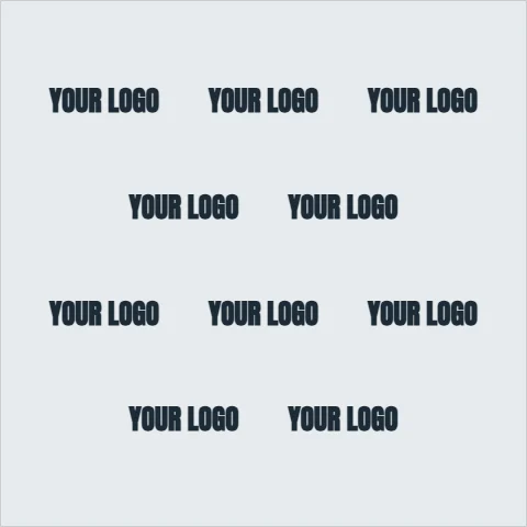 Step and repeat backdrop template, bold repeat, bigger logos, reading "YOUR LOGO", "YOUR LOGO" and "YOUR LOGO", in light gray