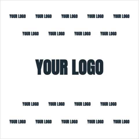 Step and repeat backdrop template, big logo in the middle, reading "YOUR LOGO", "YOUR LOGO" and "YOUR LOGO", in white
