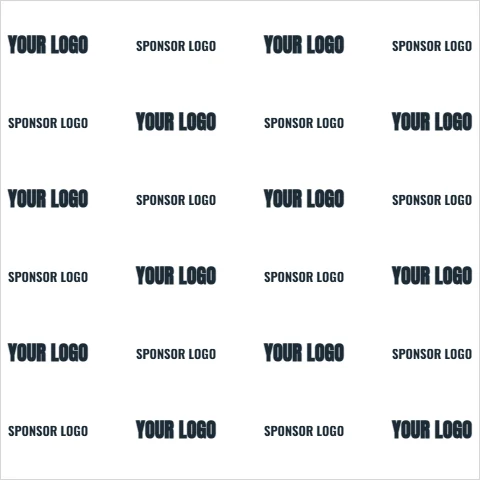 Step and repeat backdrop template, sponsor wall, reading "YOUR LOGO", "YOUR LOGO" and "YOUR LOGO", in white