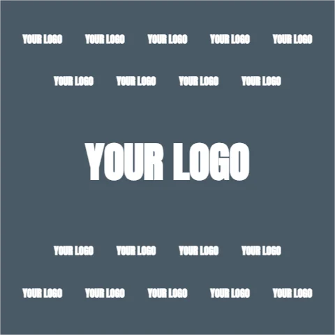 Step and repeat backdrop template, press wall, reading "YOUR LOGO", "YOUR LOGO" and "YOUR LOGO", in slate
