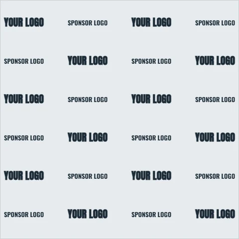Step and repeat backdrop template, sponsor wall, light gray, reading "YOUR LOGO", "YOUR LOGO" and "YOUR LOGO", in light gray