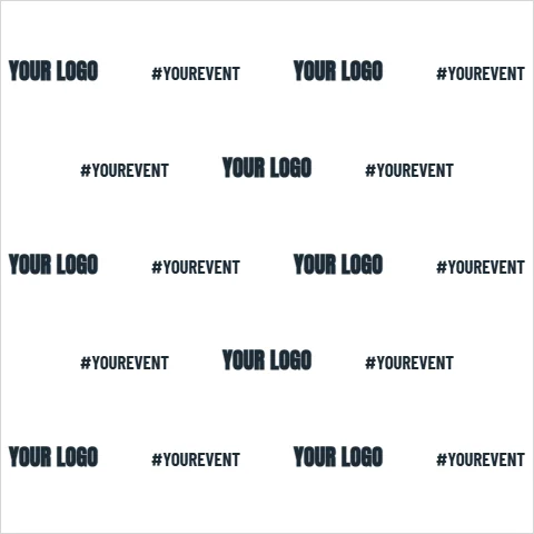 Step and repeat backdrop template, logo and tagline, reading "YOUR LOGO", "YOUR LOGO" and "YOUR LOGO", in white