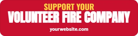 Sticker template, support your fire company, reading "SUPPORT YOUR", "VOLUNTEER FIRE COMPANY" and "yourwebsite.com", in red