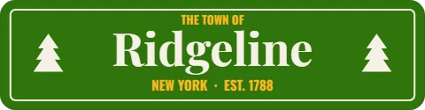 Sticker template, town pride, vintage frame, reading "THE TOWN OF", "Ridgeline" and "NEW YORK · EST. 1788", in green