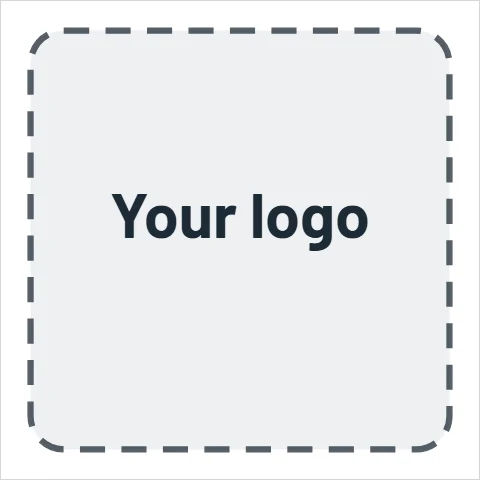 Sticker template, logo, cut to shape, in white, with a space for your logo