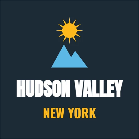 Sticker template, hudson Valley, reading "HUDSON VALLEY" and "NEW YORK", in navy