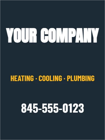 Styrene sign template, business, reading "YOUR COMPANY", "HEATING · COOLING · PLUMBING" and "845-555-0123", in navy