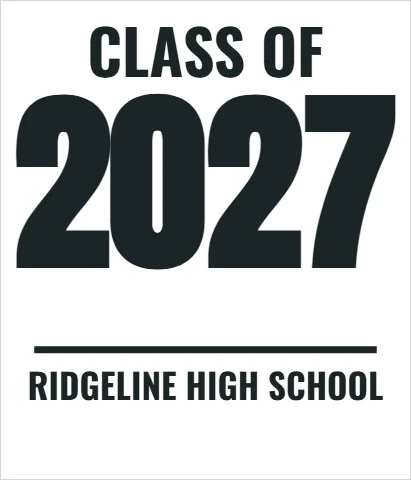 T-shirt template, class of 2027, reading "CLASS OF", "2027" and "RIDGELINE HIGH SCHOOL", in white
