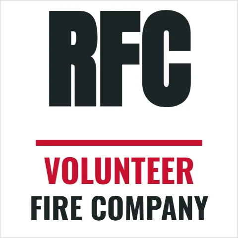 T-shirt template, chest: fire company, embroidered, reading "RFC", "VOLUNTEER" and "FIRE COMPANY", in white
