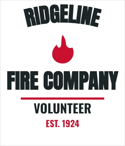 T-shirt template, volunteer fire company, reading "RIDGELINE", "FIRE COMPANY" and "VOLUNTEER", in white