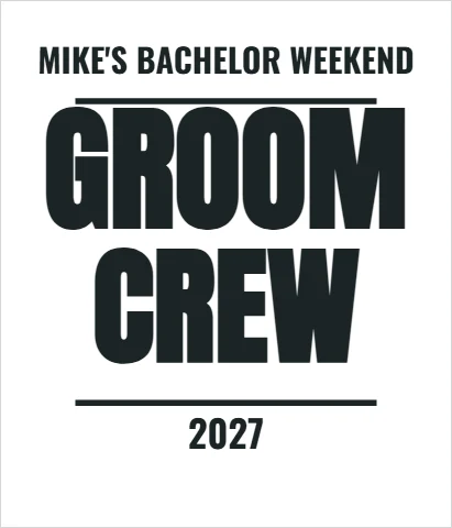 T-shirt template, groom crew, reading "GROOM", "CREW" and "2027", in white