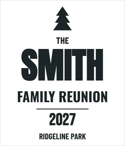 T-shirt template, family reunion, reading "SMITH", "FAMILY REUNION" and "2027", in white