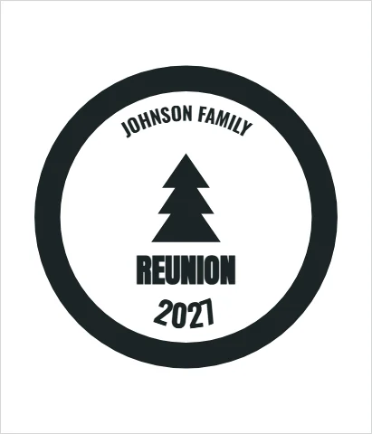 T-shirt template, reunion badge, reading "JOHNSON FAMILY", "REUNION" and "2027", in white