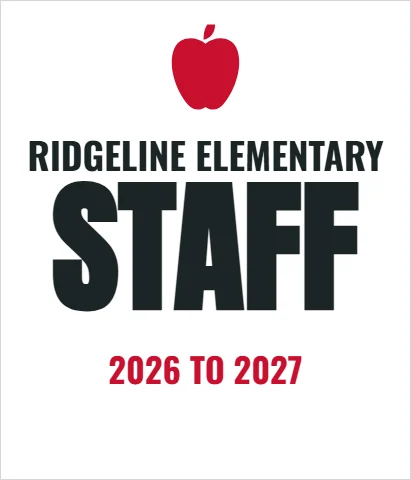 T-shirt template, school staff, reading "RIDGELINE ELEMENTARY", "STAFF" and "2026 TO 2027", in white
