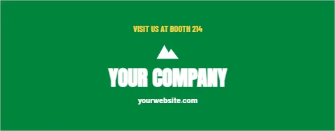 Table cover template, trade show, reading "VISIT US AT BOOTH 214", "YOUR COMPANY" and "yourwebsite.com", in green